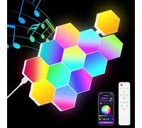 vsshe Hexagon LED Lights, 12 Pack Smart RGB Hex DIY Light Panels, Cool Music Sync Wall Light, Geometry Night Lamp, with App and Remote Control for Room Bar Decor Gaming Setup, Kids and Adults