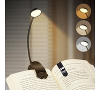 vsshe LED Clip on Book Light, Reading Light, LED Dimmable Book Lamp, 3 EyeProtecting Modes 360° Flexible Adjustment Reading Lamp, USB Rechargeable Lamp, for Night Reading Travel