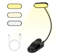 vsshe LED Clip on Book Light, Reading Light, LED Dimmable Book Lamp, 3 EyeProtecting Modes 360° Flexible Adjustment Reading Lamp, USB Rechargeable Lamp, for Night Reading Travel