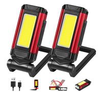 vsshe LED Work Light, Cambring Tool Light, LED Pocket Lambre USB Rechargeable Swivel Function + Magnetic Base and Hook Installation Light for Car Restoration, 2800 mAh, Pack of 2