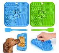 vsshe Licky Mats for Dogs, 2 Pcs Food Grade Silicone Dog Lick Mats, Licky Mats Slow Feeder for Dogs, Premium Lick Pad Dog Bowl with Suction Cup and Spatula, Pet Bathing Training Pad for Peanut Butter