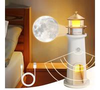 vsshe Lighthouse Decoration, Moon Lighthouse Lamp, Lighthouses Night Light, Wireless Portable Motion Sensor Rechargeable Moon Light Galaxy Projector Lamp for Kids Christmas Birthday Bedroom Decor
