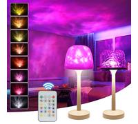 vsshe Ocean Wave Cordless Projector Light, Rechargeable LED Aurora Projector with Remote Control, 6 Colors Luminorthe Cube Dimmable Touch Desk Lamp for Bedroom Living Room Game Party Atmosphere Lights