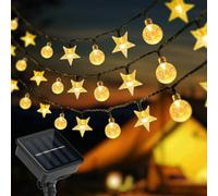 vsshe Outdoor Solar Garden Lights, 7m/23FT 50 LED, IP65 Waterproof, 8 Lighting Modes, Crystal Ball and Star Fairy Lights for Patio, Yard, Landscape Decor, Christmas