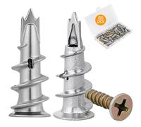 vsshe Plasterboard Fixings 60 PCS, Heavy Duty Metal Wall Plugs and Screws, Plasterboard Wall Plug Anchors, Self Drilling Rawl Plugs, Cavity Raw Plugs for Plaster Boards Composite Boards Wooden Boards