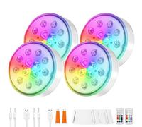 vsshe Pool Lights, 4 Pack Rechargeable Submersible LED Lights with Remote, IP68 Waterproof 16 Colors Changing, Timer function Underwater Pool Light, Hot Tub Light for Pools Bathtub Aquarium Pond Party