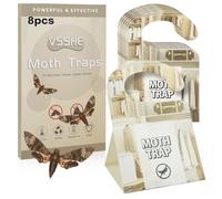 vsshe Premium Clothes Moth Monitoring Traps 8PCS, Clothes Carpet Pheromone Traps, Non-Toxic Odourless Pheromone Pads for Wardrobes for the Common Clothes Carpets Wardrobes Homes with Pets Children