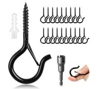 vsshe Q-Hanger Screw Hooks, 20PCS M5 Screw Hooks, Christmas Rope Lights Clips, Wall Cabinet Ceiling Eye Hook with Safety Buckle for Wind Chime, Wood Wall Hanging, Plants, Bird Feeder, Wire Party Light