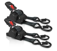 vsshe Retractable Ratchet Straps 2 Pack, 3.5m x 25mm Auto Retract Tie Downs, 680kg Max Break Capacity, with Padded Handles and S Hooks, Heavy Duty Tensioning Belt Securing Cargo, Trailers, Roof Racks