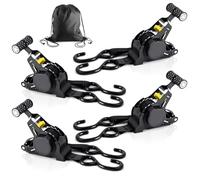vsshe Retractable Ratchet Straps 4 Pack, 3.3m x 25mm Auto Retract Tie Downs, 680kg Max Break Capacity, with Ergonomic Handles, Heavy Duty Tensioning Belt Securing Cargo, Trailers, Roof Racks