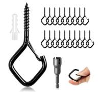 vsshe Screw Hooks, 20PCS M5 Outdoor Christmas String Light Hooks, Wall Cabinet Ceiling Eye Hook with Safety Buckle for Wind Chime, Wood Wall Hanging, Plants, Bird Feeder, Wire Party Light