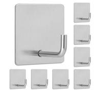 vsshe Self Adhesive Hooks, 8 Pack Stainless Steel Hook, Door Hooks, Hanging up to 6KG, Stuck on Walls Doors Closets Bathrooms Kitchens Bedrooms, for Hang Towels, Clothes, Bathrobes, Kitchen Utensils