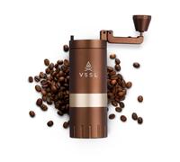 VSSL Java G25 Manual Coffee Grinder | Coffee for Camping | Bean Grinder | Travel Pour Over | Stainless Steel Conical Burr | ~ 25 Gram Capacity | Extendable Grind Handle | 50 Grind Settings | Bronze