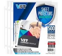 VST Sheet Protectors 8.5 x 11 Inch for 3 Ring Binder, Crystal Clear Page Protectors, Medium Weight Plastic Sleeves, Top Loading Paper Protector Acid Free, Letter Size, Dry Erase Pocket, 500 Sheets