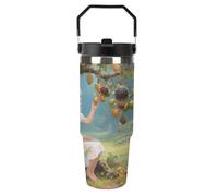 VstaDank 30 Oz Ancient Tree Flower Fairy Tumbler with Top Handle Straws Double Wall Travel Coffee Mug Insulated Water Bottle Fits Car Cup Holder, Stainless Steel Cup for Hot And Cold Beverage