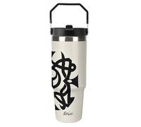 VstaDank 30 Oz Supernatural Symbols Black Tumbler with Top Handle Straws Double Wall Travel Coffee Mug Insulated Water Bottle Fits Car Cup Holder, Stainless Steel Cup for Hot And Cold Beverage