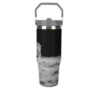 VstaDank 30 Oz Wild Animal Lion Tumbler with Top Handle Straws Double Wall Travel Coffee Mug Insulated Water Bottle Fits Car Cup Holder, Stainless Steel Cup for Hot And Cold Beverage