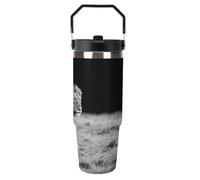 VstaDank 30 Oz Wild Animal Lion Tumbler with Top Handle Straws Double Wall Travel Coffee Mug Insulated Water Bottle Fits Car Cup Holder, Stainless Steel Cup for Hot And Cold Beverage