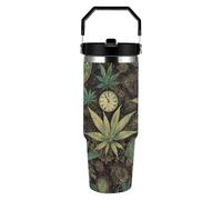 VstaDank 30oz A Puff in Time Weed Marijuana Water Bottle with Top Handle Stainless Steel Travel Coffee Mug Vacuum Insulated Tumbler with Leakproof Lid Double Wall Travel Mug for Outdoor Home Use