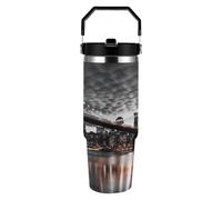 VstaDank 30oz Brooklyn Bridge Water Bottle with Top Handle Stainless Steel Travel Coffee Mug Vacuum Insulated Tumbler with Leakproof Lid Double Wall Travel Mug for Outdoor Home Use