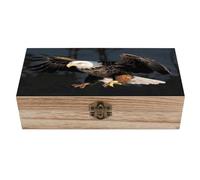 VstaDank 3D Bald Eagle Wooden Storage Box Wooden Keepsake Box with A Hinged Lid Fashion Memory Treasure Boxes Decorative Jewelry Case for Crafts Photo Home Decor Wood Gift Box