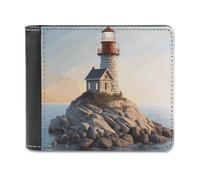 VstaDank 3D Seaside Lighthouse Wallet PU Leather Wallet Credit Card Holder Extra Capacity Bifold Wallets for Men Women Fashion Wallets