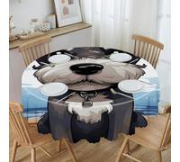 VstaDank 60 Inch Round Adorable Schnauzer Tablecloth Polyester Waterproof Wrinkle Free Table Cloth Spillproof Washable Table Cover Colorful Tablecover Decor for Home Kitchen Dining Party