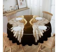 VstaDank 60 Inch Round Angel Wing Tablecloth Polyester Waterproof Wrinkle Free Table Cloth Spillproof Washable Table Cover Colorful Tablecover Decor for Home Kitchen Dining Party
