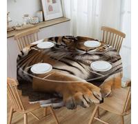 VstaDank 60 Inch Round Big Tiger Tablecloth Polyester Waterproof Wrinkle Free Table Cloth Spillproof Washable Table Cover Colorful Tablecover Decor for Home Kitchen Dining Party