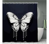 VstaDank A Black and White Butterfly Shower Curtain 71x71 Heavy Duty Polyester Cloth Bath Curtain with Hooks Thick Waterproof Shower Liner Fun Magic Decorative Bathroom Curtains for Bathtub