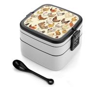 VstaDank A Brood of Chickens Double-Layer Bento Lunch Box with Spoon 1000ML Leak-Proof Lunch Box for Men And Women Lunchbox with Handle Lunch Container Reusable Lunch Container for Office