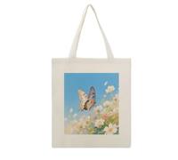 VstaDank A Butterfly Flying Canvas Tote Bag Shopping Bags Handbag