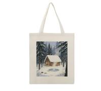 VstaDank A Cabin in The Forest Canvas Tote Bag Shopping Bags Handbag