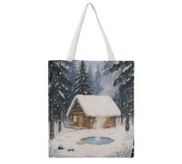 VstaDank A Cabin in The Forest Shopping Bags Canvas Tote Bag Beach Bag