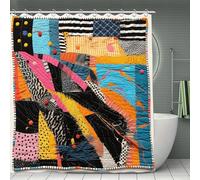 VstaDank A Colorful Quilt Shower Curtain 71x71 Heavy Duty Polyester Cloth Bath Curtain with Hooks Thick Waterproof Shower Liner Fun Magic Decorative Bathroom Curtains for Bathtub
