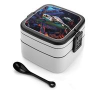 VstaDank A Colorful Tropical Sea Turtle Double-Layer Bento Lunch Box with Spoon 1000ML Leak-Proof Lunch Box for Men And Women Lunchbox with Handle Lunch Container Reusable Lunch Container for Office