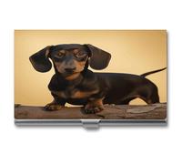 VstaDank A Cute Dachshund Business Card Holder Slim Metal Business Card Case Portable Professional Name Card Holder Minimalist Name Card Case Personalized Business Card Organizer