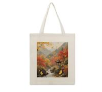 VstaDank A Forest of Red Maples Canvas Tote Bag Shopping Bags Handbag
