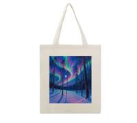 VstaDank A Gorgeous Aurora Forest Canvas Tote Bag Shopping Bags Handbag