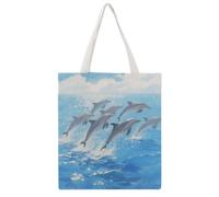 VstaDank A Group of Dolphins Shopping Bags Canvas Tote Bag Beach Bag