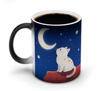 VstaDank A Kitten Looking at The Moon Color Changing Cup-11.83 Oz with Handle,Discoloration Mug for Women & Men,Coffee Mugs for Office And Home,Gift