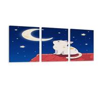 VstaDank A Kitten Looking at The Moon Wall Art for 3 Piece Living Room,Wall Decor Large Size Decorative Painting,Canvas Wall Art for Bedroom,Dining Room,Office,etc