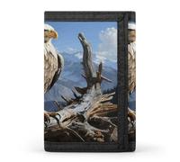 VstaDank A Lone Eagle Trifold Wallet Slim Billfold With ID Window Extra Capacity Credit Card Holder Stylish Front Pocket Purses