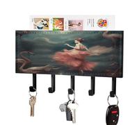 VstaDank A Night of Miracles and Magic Key Holder for Wall Mount with 5 Hooks Decorative Key and Mail Holder Farmhouse Wall Hooks with Shelf PU Leather Key Rack with Mail Holders for Entryway Home
