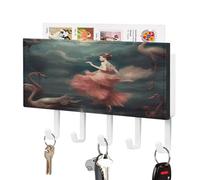 VstaDank A Night of Miracles and Magic Key Holder for Wall Mount with 5 Hooks Decorative Key and Mail Holder Farmhouse Wall Hooks with Shelf PU Leather Key Rack with Mail Holders for Entryway Home
