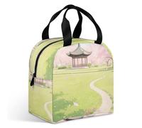 VstaDank A Park with Cherry Blossoms in Full Bloom Lunch Bag Insulation Up,Cooler Bag with Storage Pocket,Lunch Box for Reusable Easy to Fold