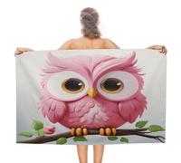 VstaDank A Pink Owl Bath Towel Stylish Double-Faced Pile Travel Towel Soft Absorbent Beach Towel for Pool Swim Sports Camping Adults Gift 51X31 Inch