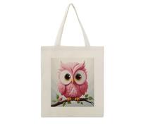 VstaDank A Pink Owl Canvas Tote Bag with Handles Extremely Sturdy Reusable Shopping Bag Lightweight Foldable Cotton Cloth Grocery Bags Magic Aesthetic Tote Bag for Women Travel