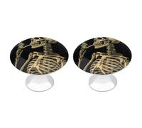 VstaDank A Skeleton with Burning Cigarette Drawer Knob Nice Bathroom Cabinet Knob Round Cabinet Pull Stainless Steel Cabinet Handle Circle Drawer Handle Modern Drawer Pull for Wardrobe Cupboard 2 Pcs