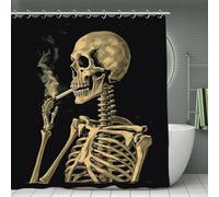 VstaDank A Skeleton with Burning Cigarette Shower Curtain 71x71 Heavy Duty Polyester Cloth Bath Curtain with Hooks Thick Waterproof Shower Liner Fun Magic Decorative Bathroom Curtains for Bathtub